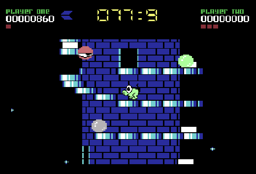 A screenshot from Nebulus on Evercade THEC64 Collection 2