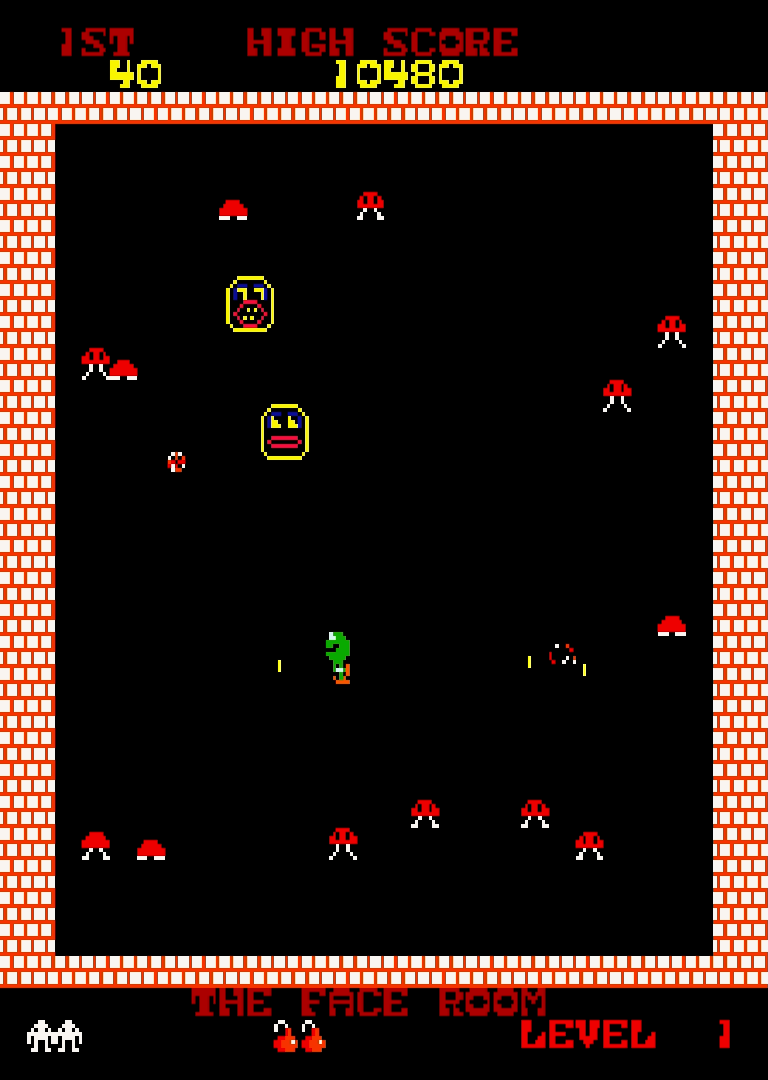 Screenshot from Tazz-mania showing the little green dude shooting some hoppers