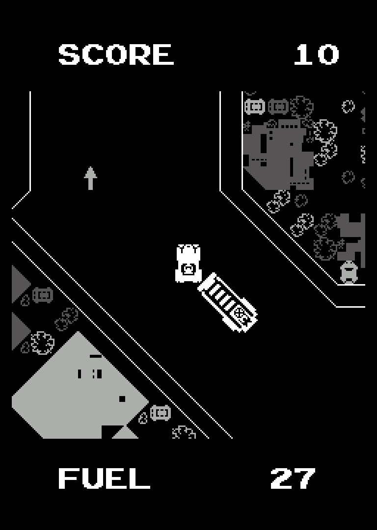 A screenshot from Fire Truck on a score of 10 with 27 fuel remaining