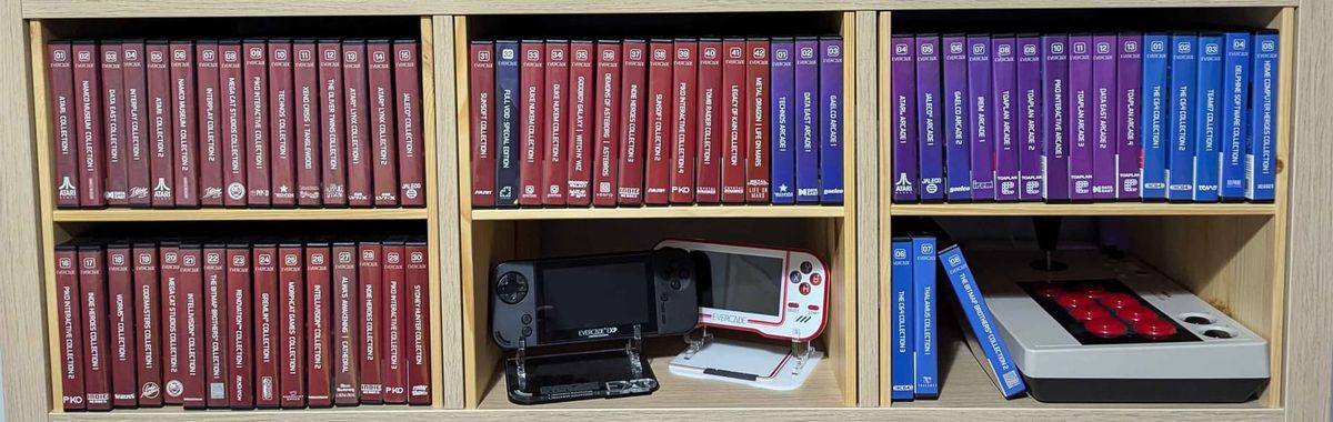 My full Evercade collection across 3 Kallax cubes.