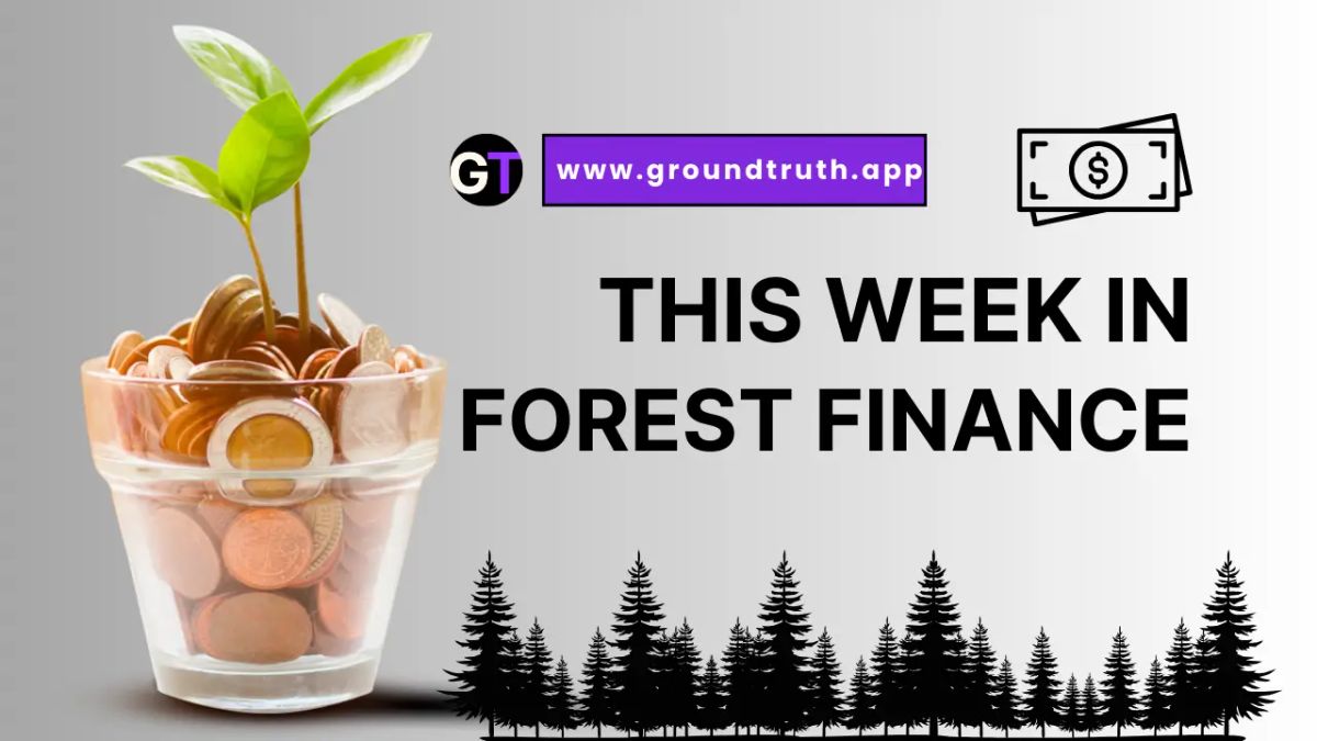 Title on white and grey gradient background with pictures of trees, plant and money. 