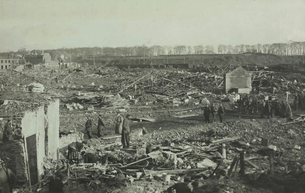 Damaged City of Lille, During German Occupation, World War I, 1916  