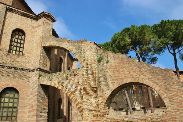 Part of Basilica of San Vitale. Consecrated in 547, example of early Christian Byzantine architecture in Europe. Ravenna, Italy
