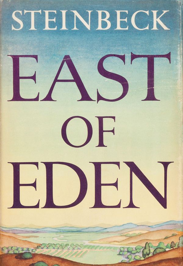 First-edition dust jacket cover of East of Eden (1952) by the American author John Steinbeck. Published by Viking Press.