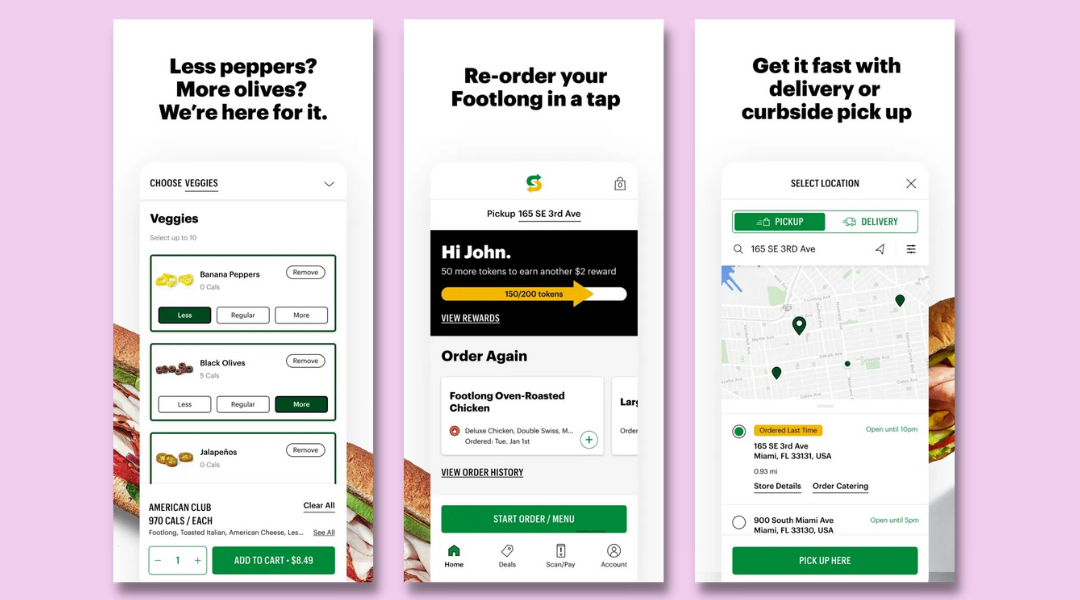Subway mobile app in Apple App Store