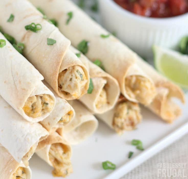 Creamy Air Fryer Chicken Taquitos by Fabulessly Frugal