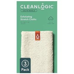 Cleanlogic Organic Cotton Exfoliating Stretch Washcloth, Natural, 3 Count