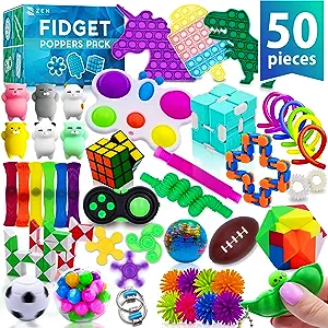 50 Pcs Fidget Toys Pack - Kids Stocking Stuffers Gifts for Kids, Party Favors Autism Autistic Children - Adults Stress Relief Sensory Toy - ADHD Toys Bulk for Classroom Treasure Box Prizes - Pop Its