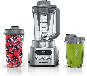 Ninja SS151 TWISTi Blender DUO, High-Speed 1600 WP Smoothie Maker & Nutrient Extractor* 5 Functions Smoothie, Spreads & More, smartTORQUE, 34-oz. Pitcher & (2) To-Go Cups, Gray