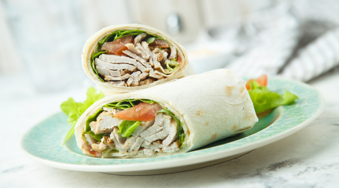 Deli Turkey in Protein Wraps with Hummus and Mixed Greens