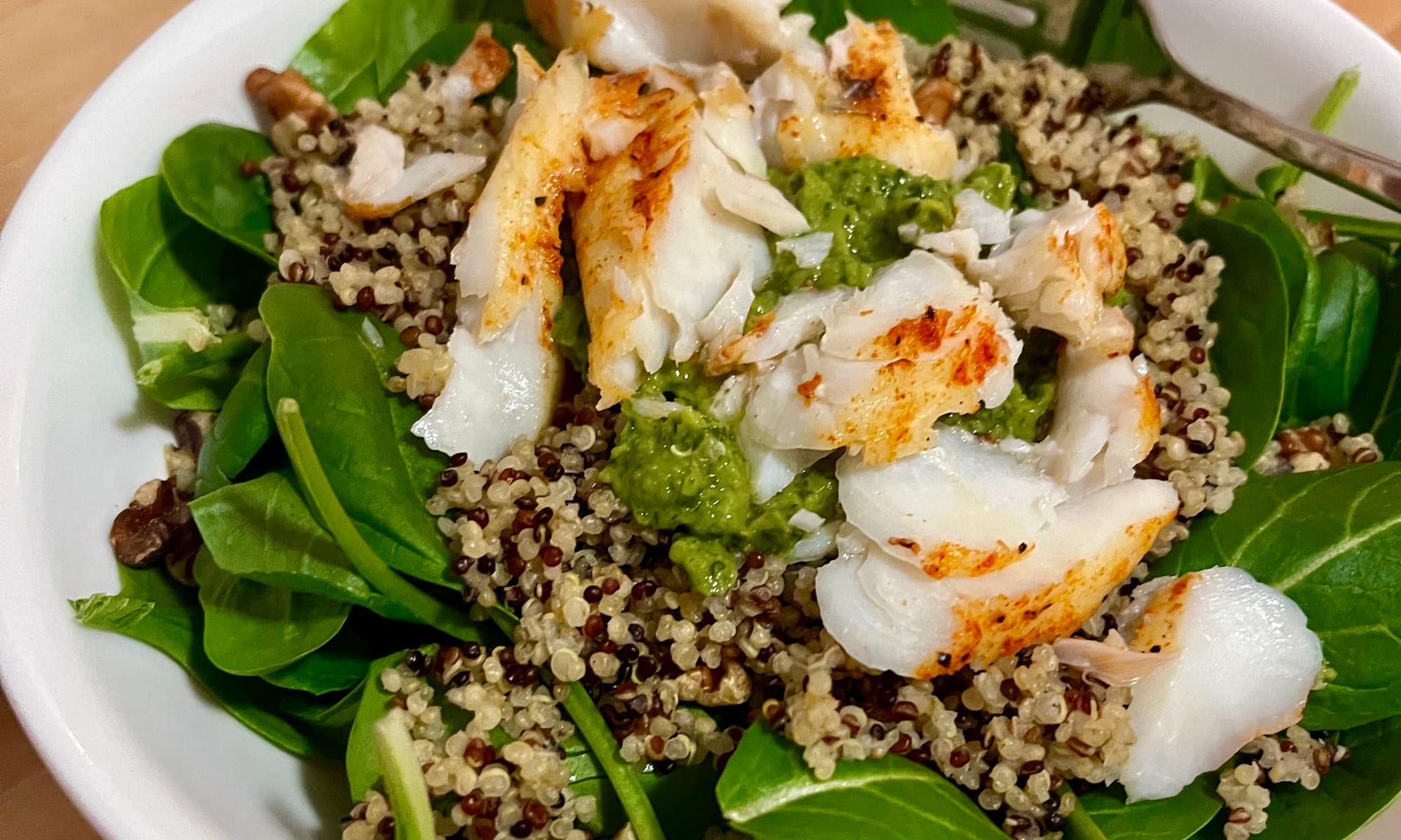 Air Fryer White Fish over Quinoa or Bean Bowls