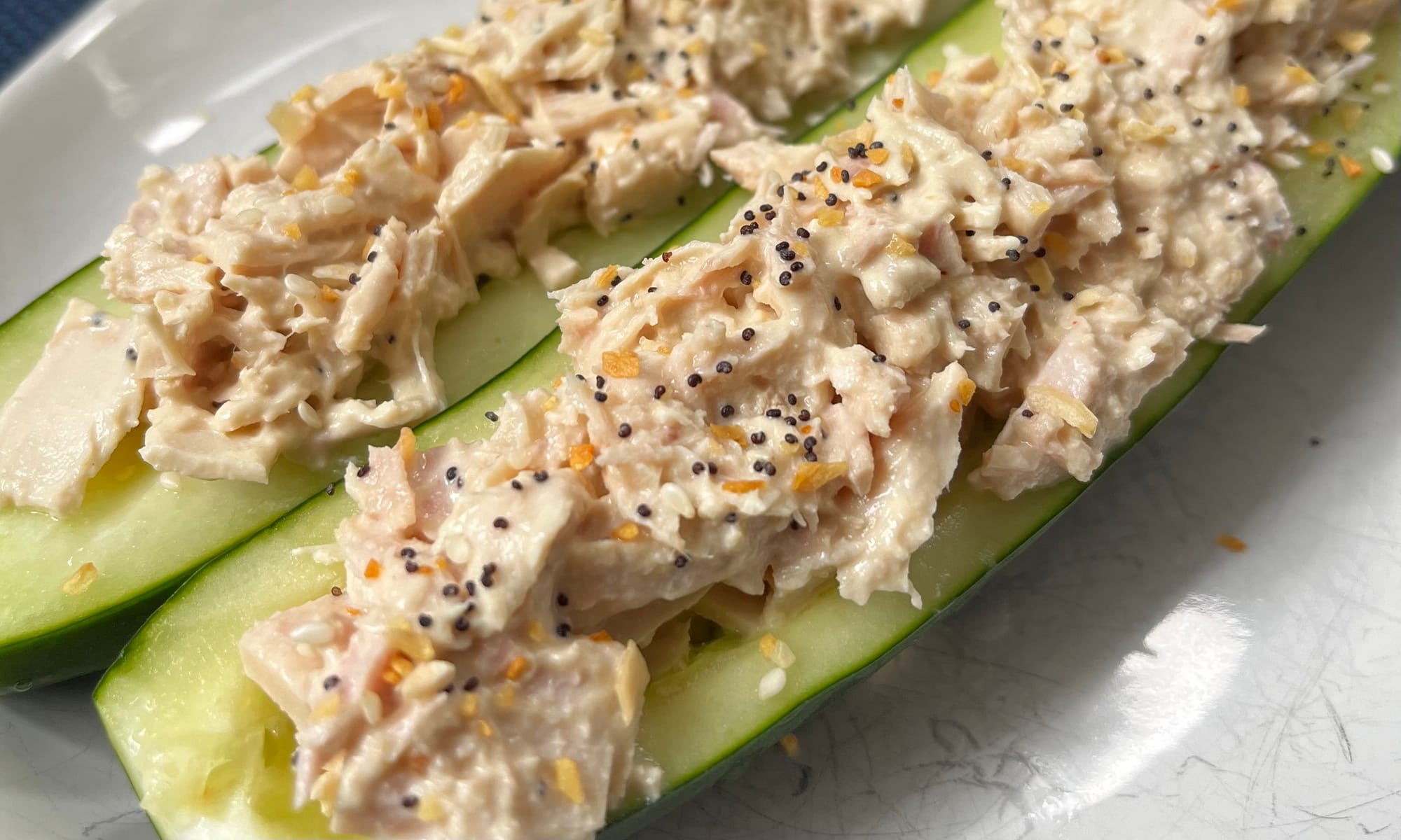 Tuna & Hummus with Everything But the Salt Seasoning and Cucumber Dippers