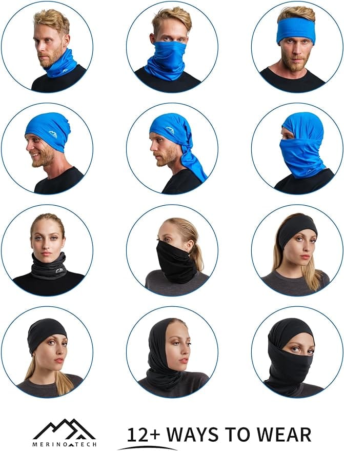 Merino Wool Ski Neck Gaiter - Face Mask Neck Warmer