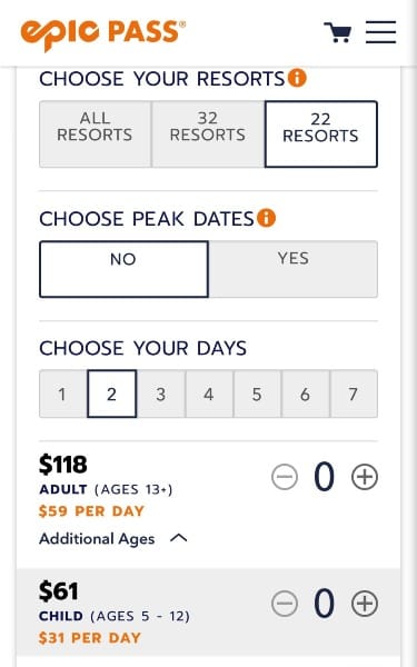 Northeast Value Pass on Epic Pass (2025-2026 pricing)