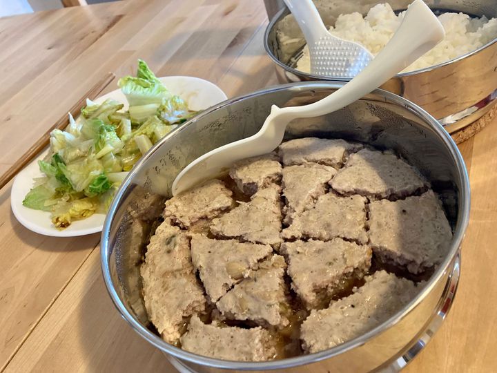Instant Pot Steamed Pork Patty with Preserved Vegetables & Rice