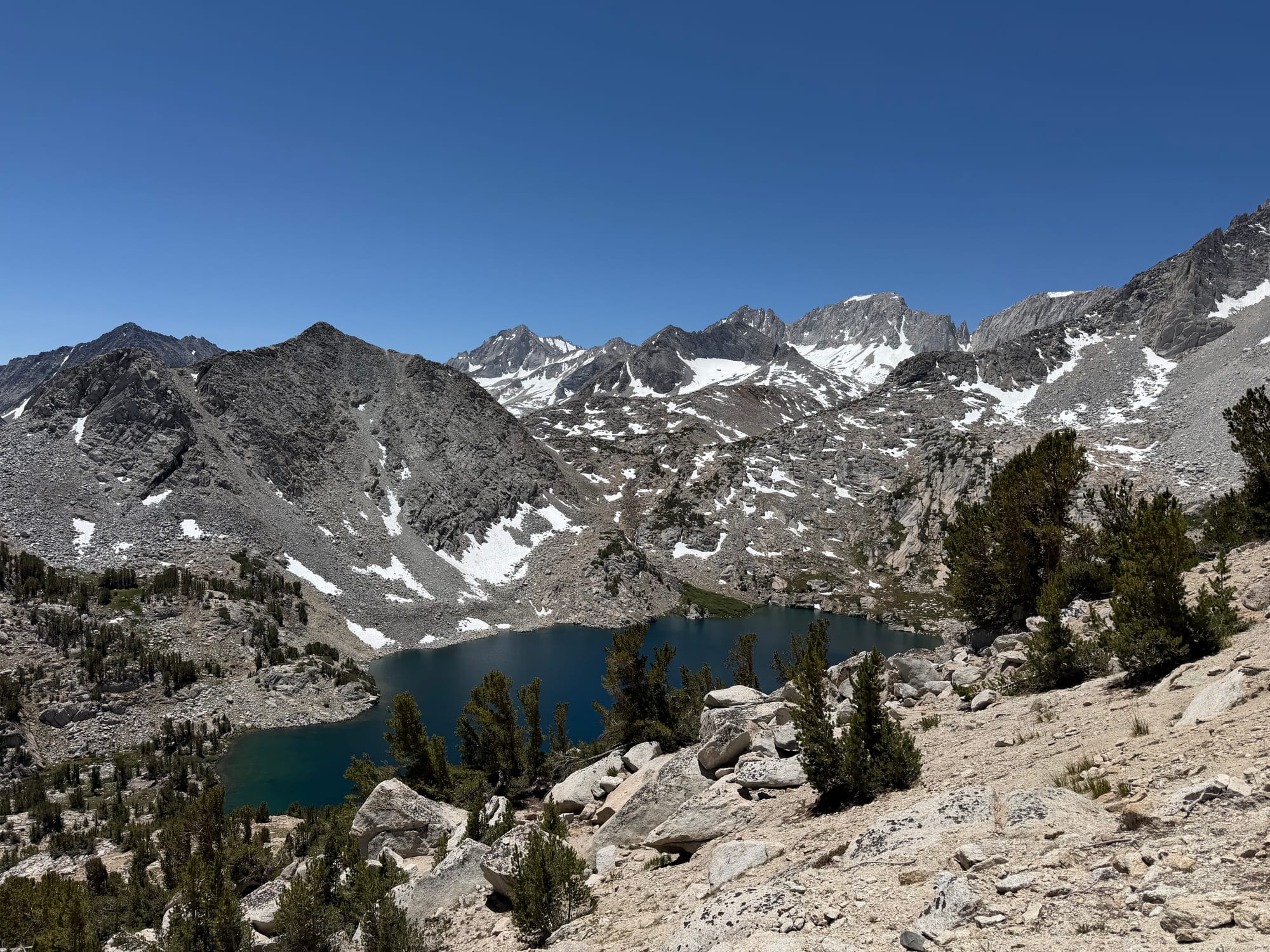 Ruby Lake below Mono Pass with Mt. Abbot and Bear Creek Spire