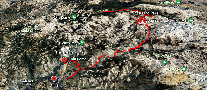 Yosemite Valley to Tuolumne Meadows, via Vogelsang Pass and Lyell Fork — Yosemite NP — MDW 2021