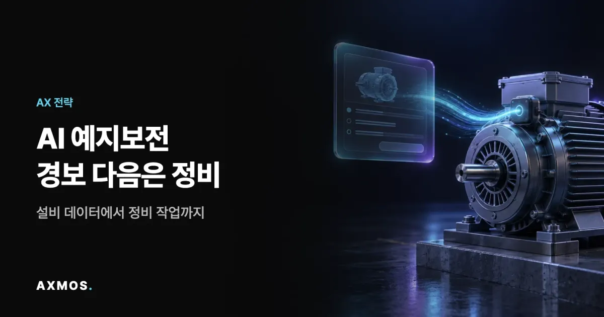 AI 예지보전 센서 신호가 정비 작업 카드로 연결되는 모터 이미지