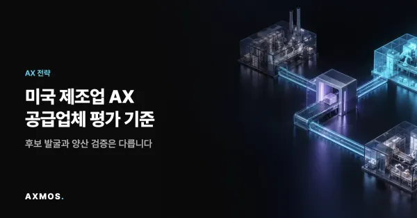 미국 제조업 AX 공급업체 평가를 표현한 공장과 검증 관문 이미지