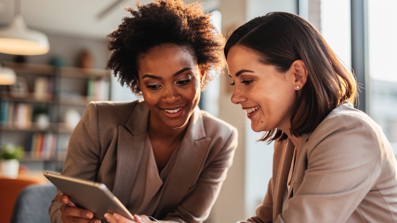 Professional woman of color advising a female entrepreneur