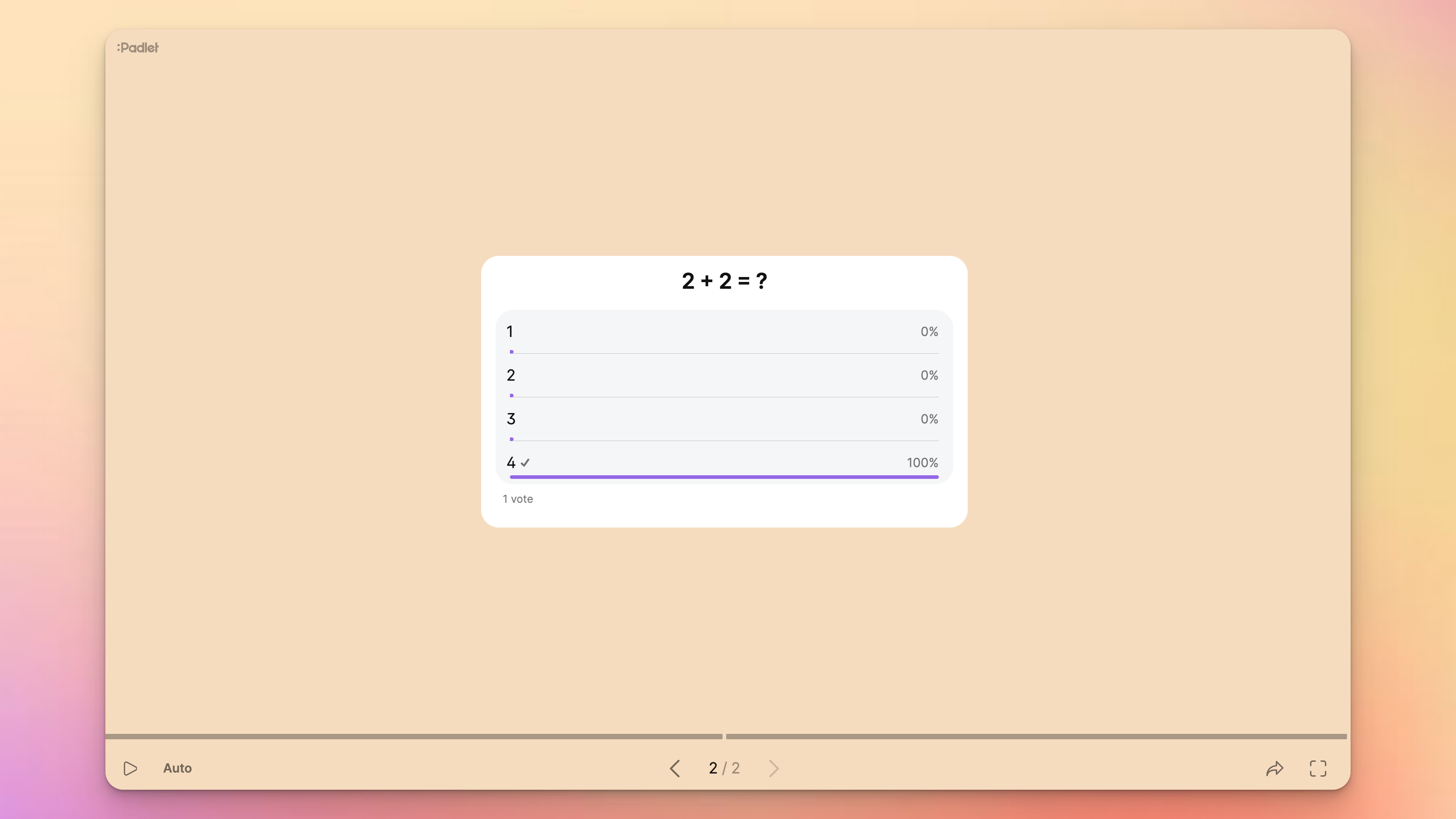 A screenshot of a poll on a Slideshow