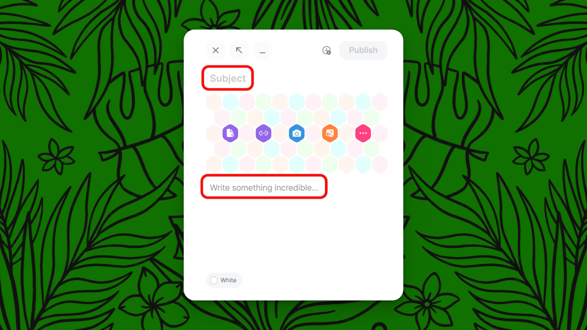 A screenshot of the unedited post composer
