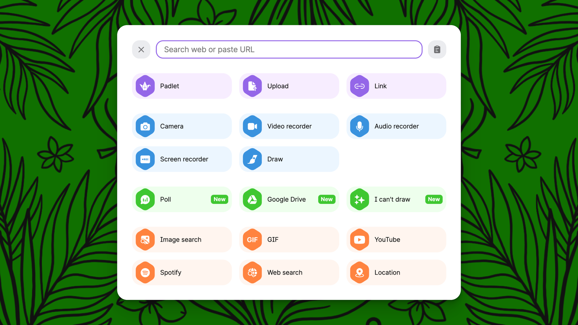 A screenshot of the content picker