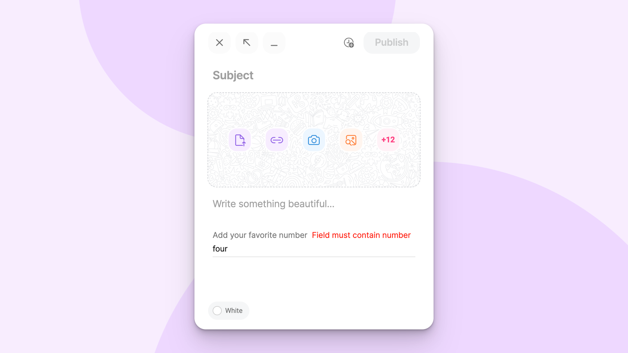 A screenshot of a custom number field