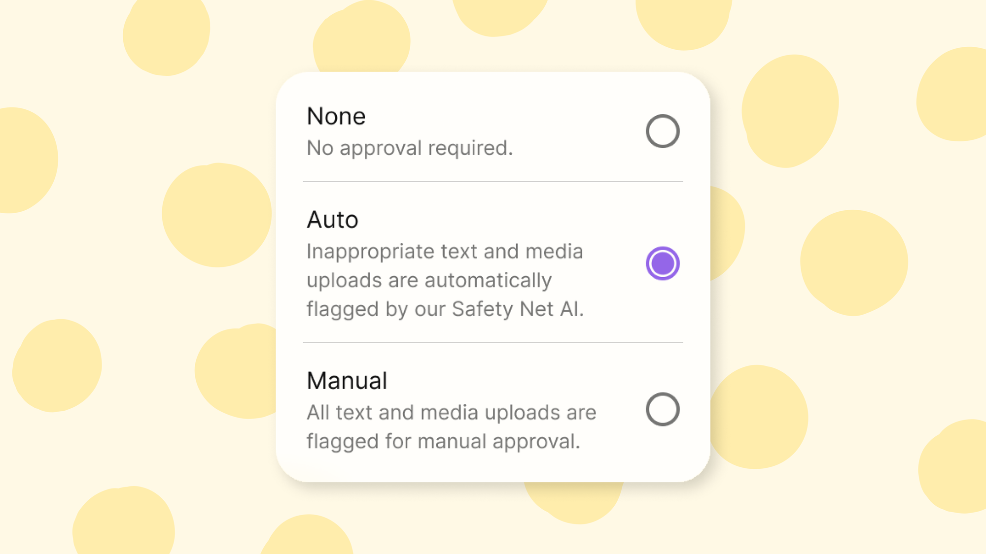 Screenshot of the moderation menu with auto-moderation select.