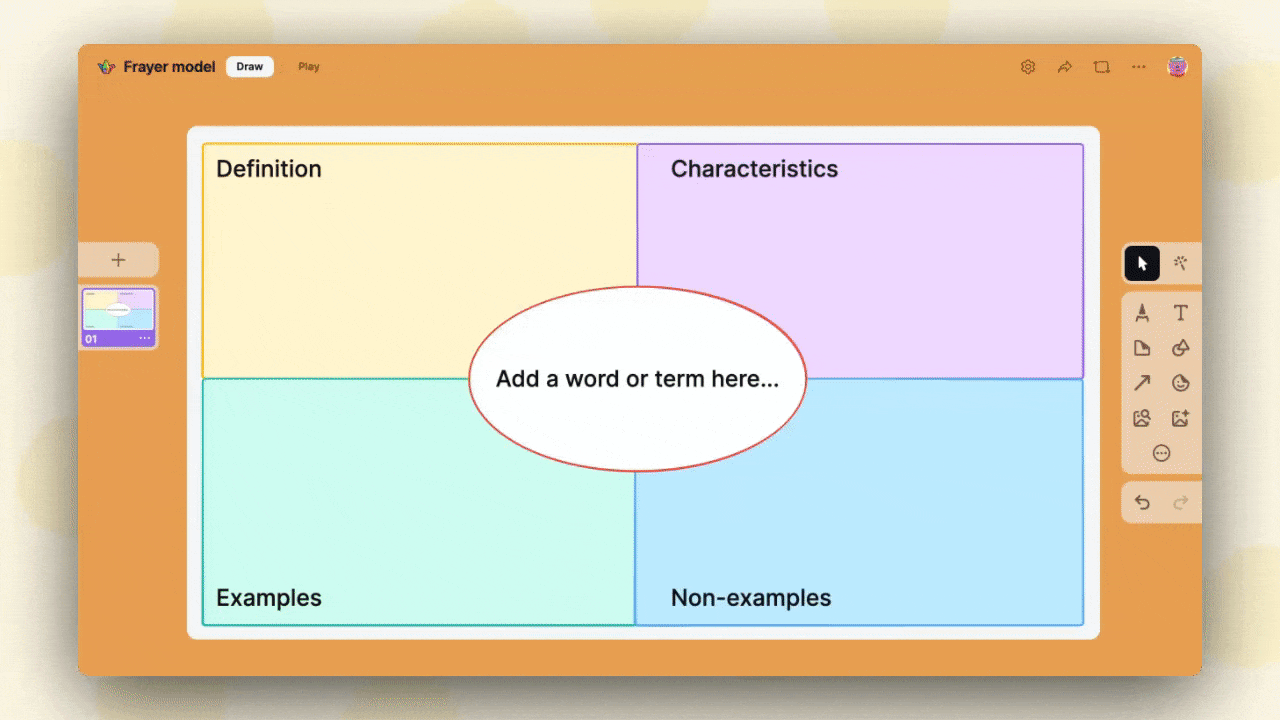 GIF showing screenshots of various sandbox card templates, like Frayer model and mood board.
