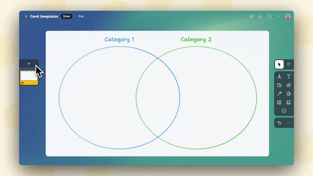 GIF showing the process of applying a sandbox card template.