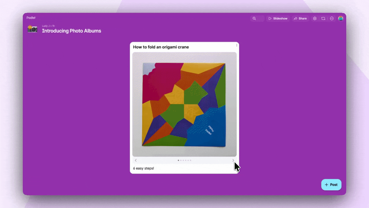 GIF showing how to click through a photo album.