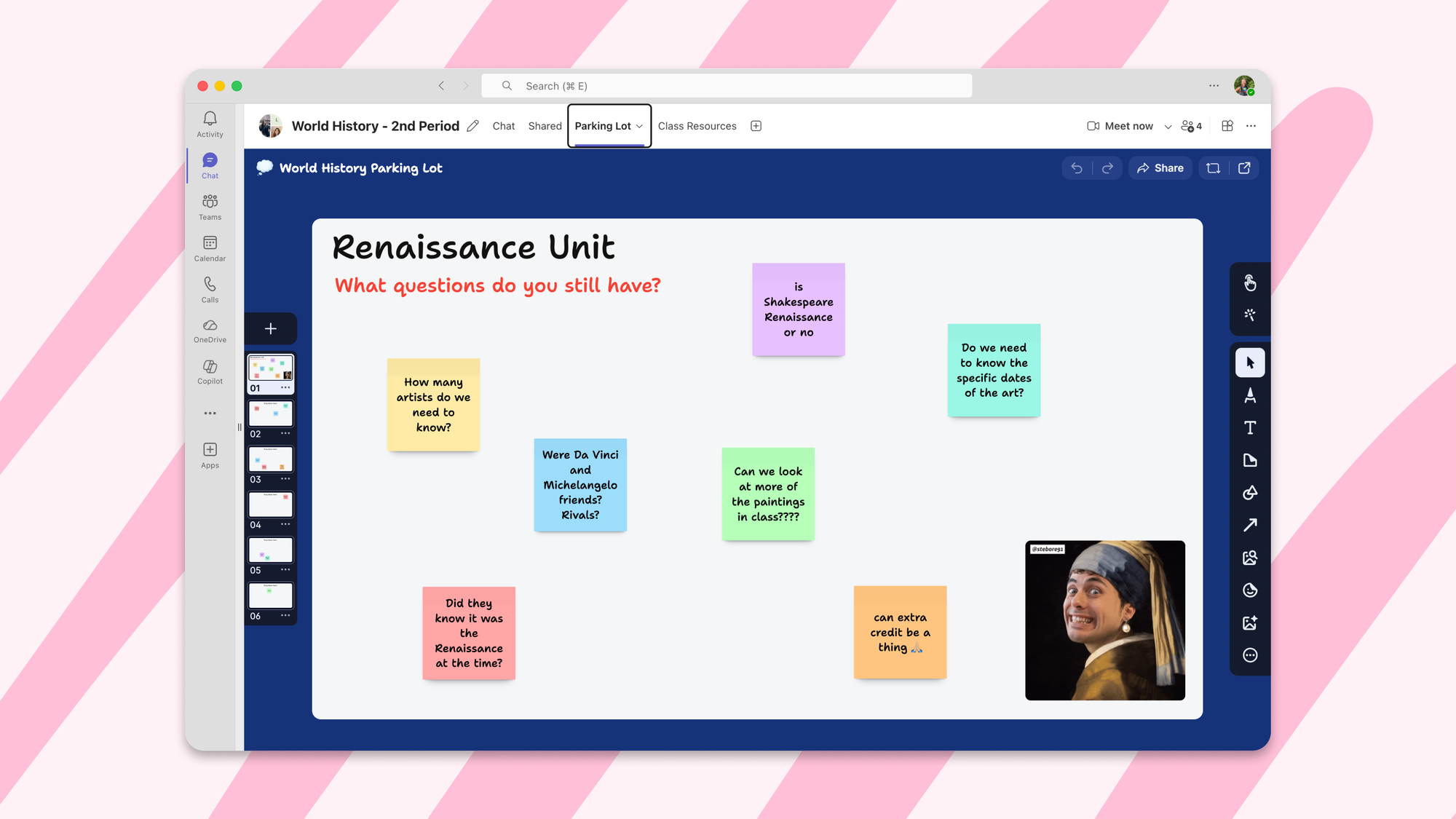 Screenshot of a padlet sandbox embedded inside Microsoft Teams via our new integration.