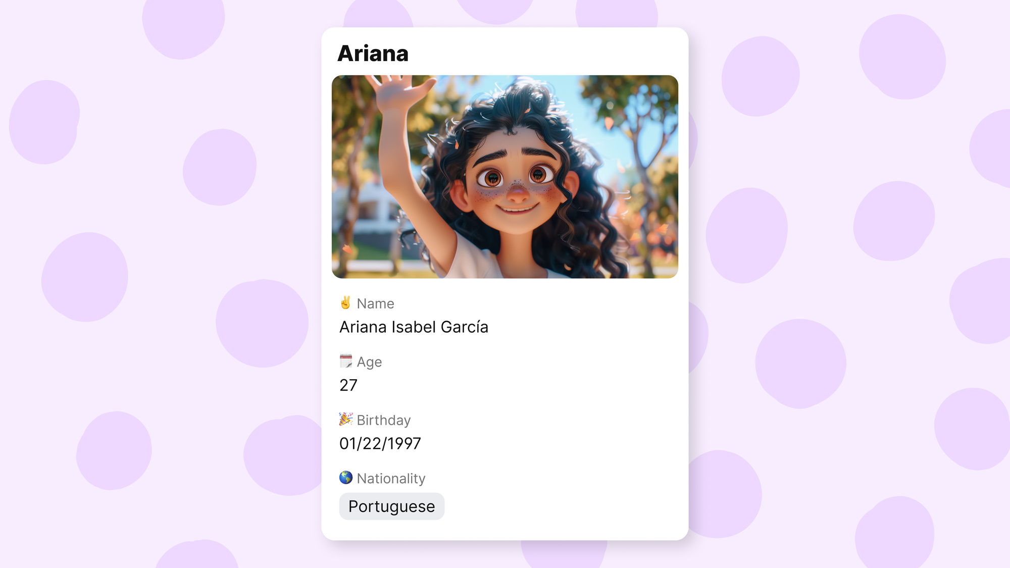 A screenshot of a post with multiple custom fields