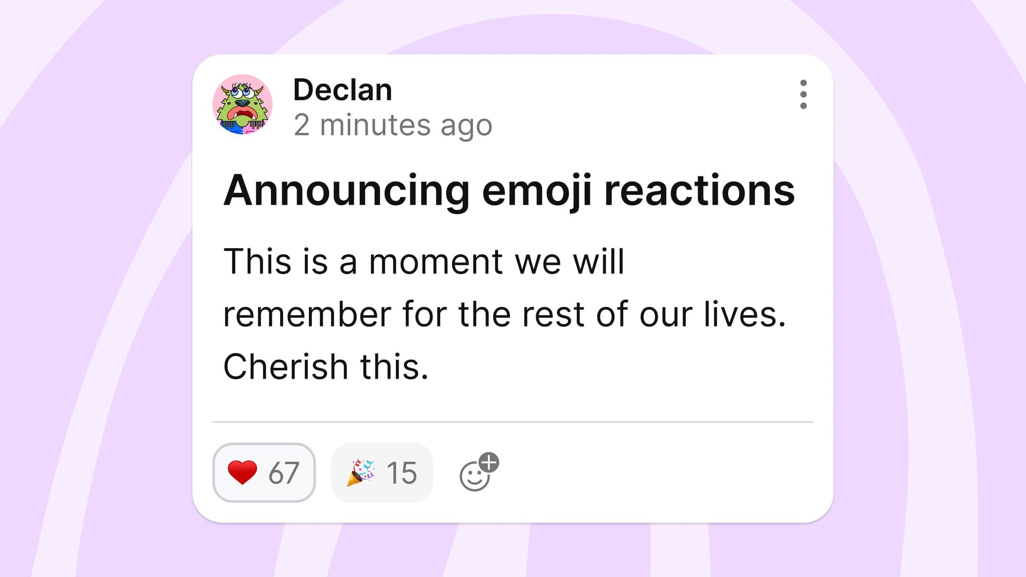 Screenshot of a padlet post with emoji reactions.