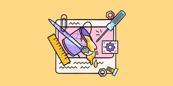 An illustration of the post composer on a yellow background