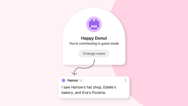 Graphic showing what anonymous attribution looks like on Padlet: a randomly assigned name and avatar.