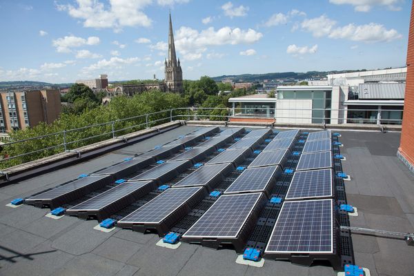 A rooftop featuring solar panels in Bristol