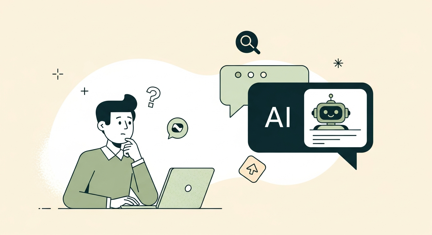 Abstract illustration of an AI chat interface highlighting brand visibility