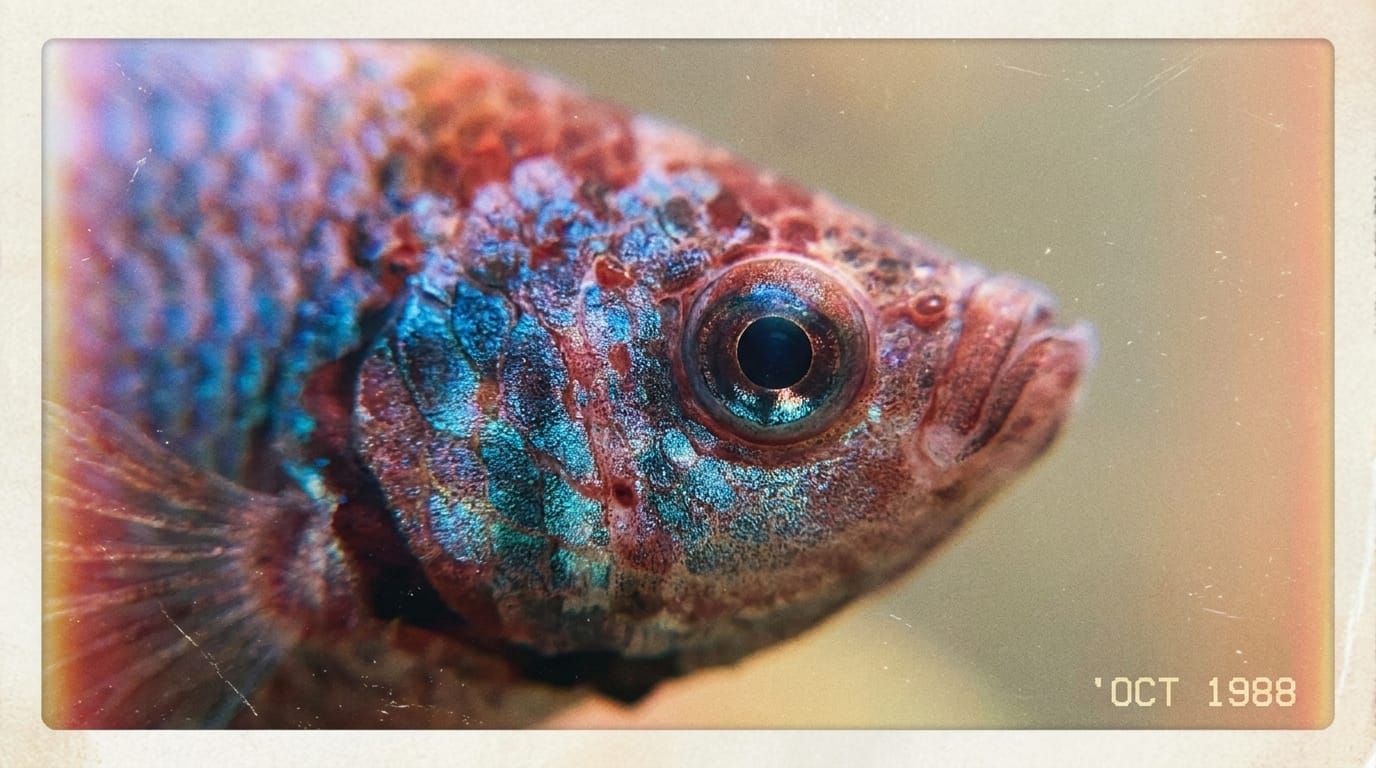 Close-up of a betta fish's intelligent eye