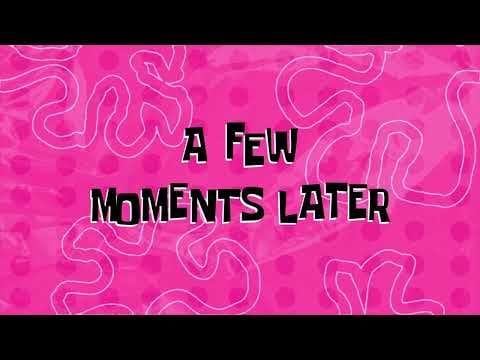 The words "a few moments later" on a pink screen