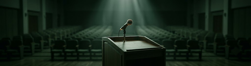 Empty podium in a formal hall