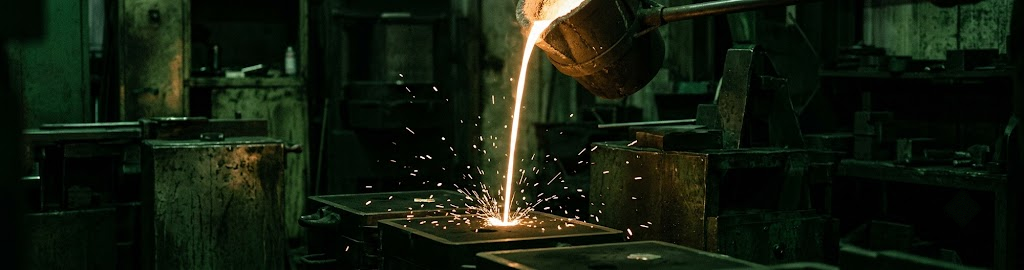 Molten metal being poured from a crucible