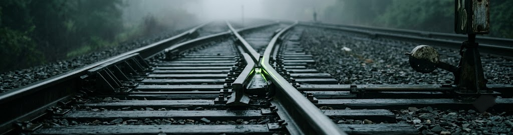 A railway switch where two tracks diverge