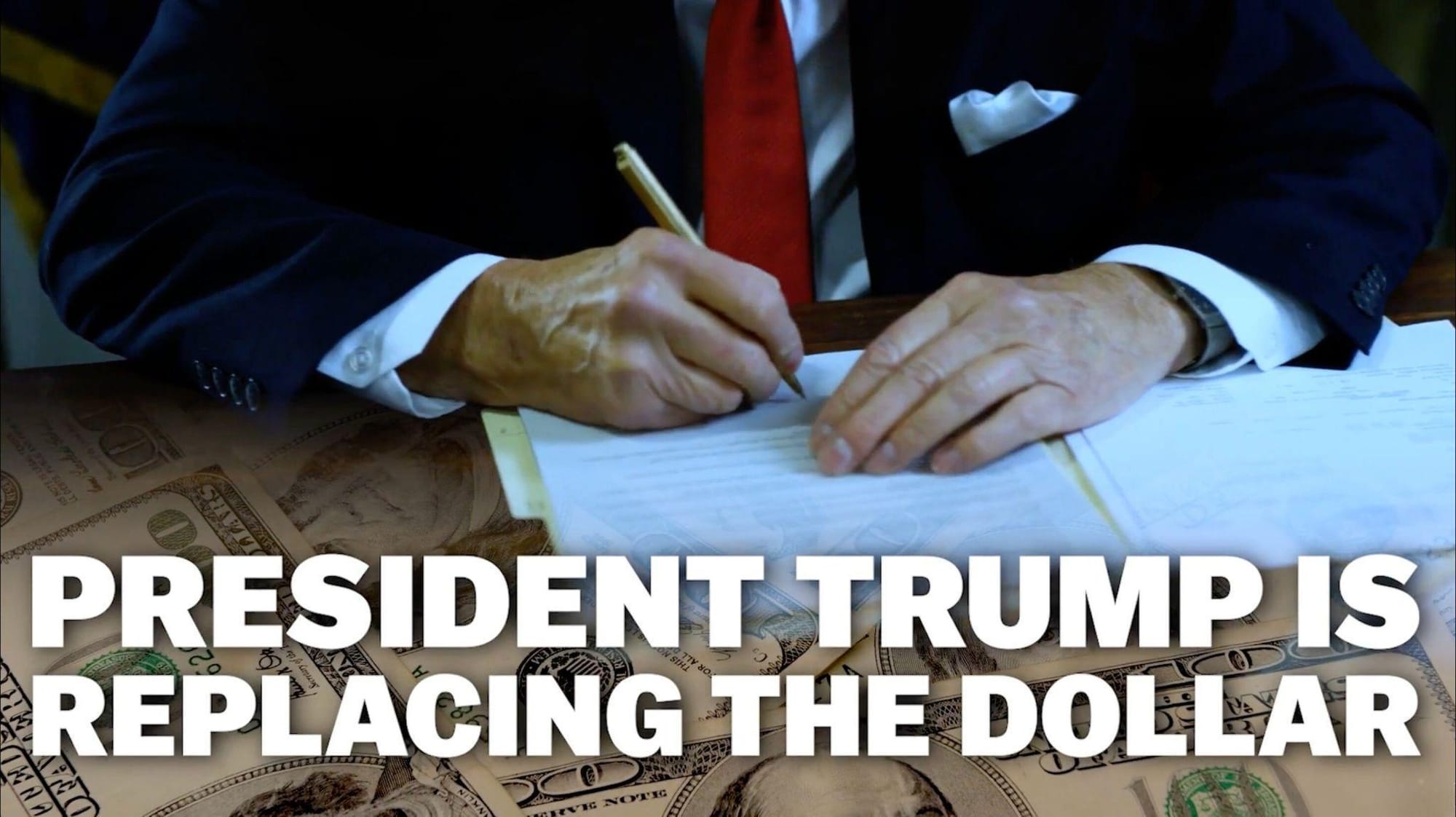 Person signing documents over money