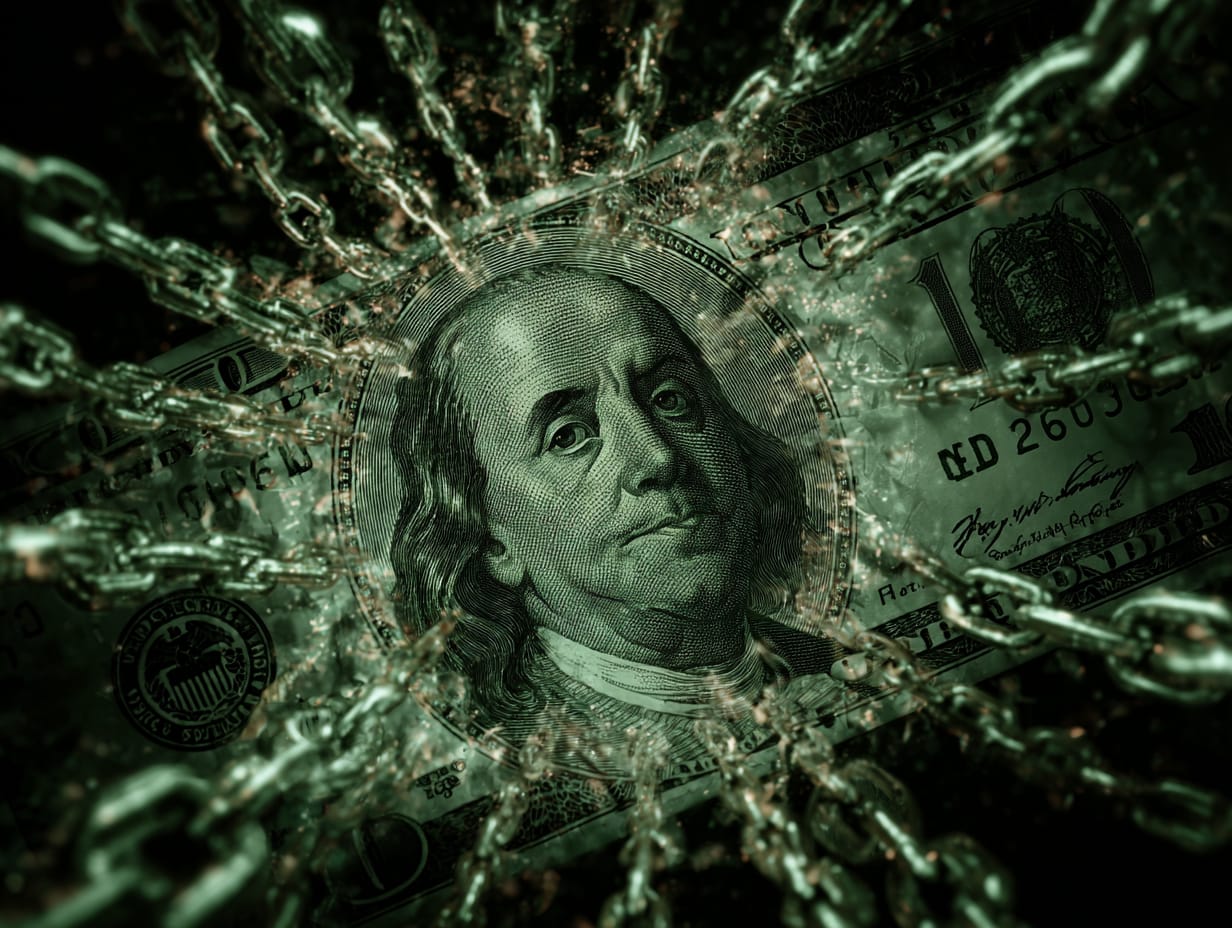 Benjamin Franklin in chains