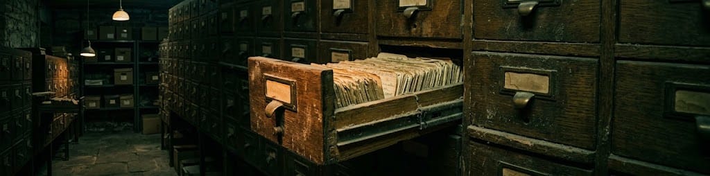 An old filing drawer left half open
