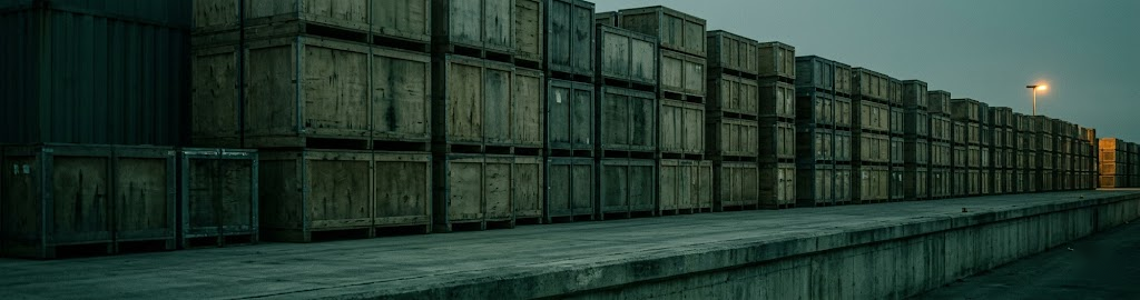 Shipping crates stacked on a loading dock