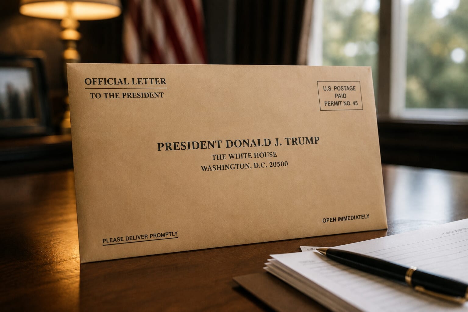 Envelope addressed to President Trump