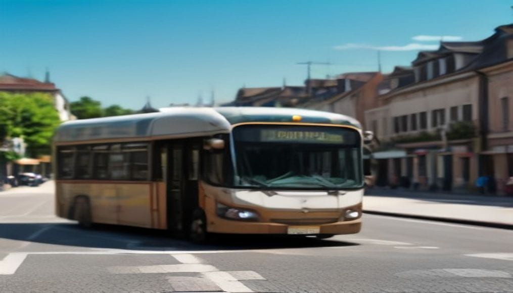 Nowoczesny autobus komunikacji miejskiej we Wrześni na przystanku autobusowym